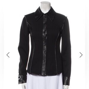 LVIR Ribbed Knit & Faux Leather Button Down Shirt 06